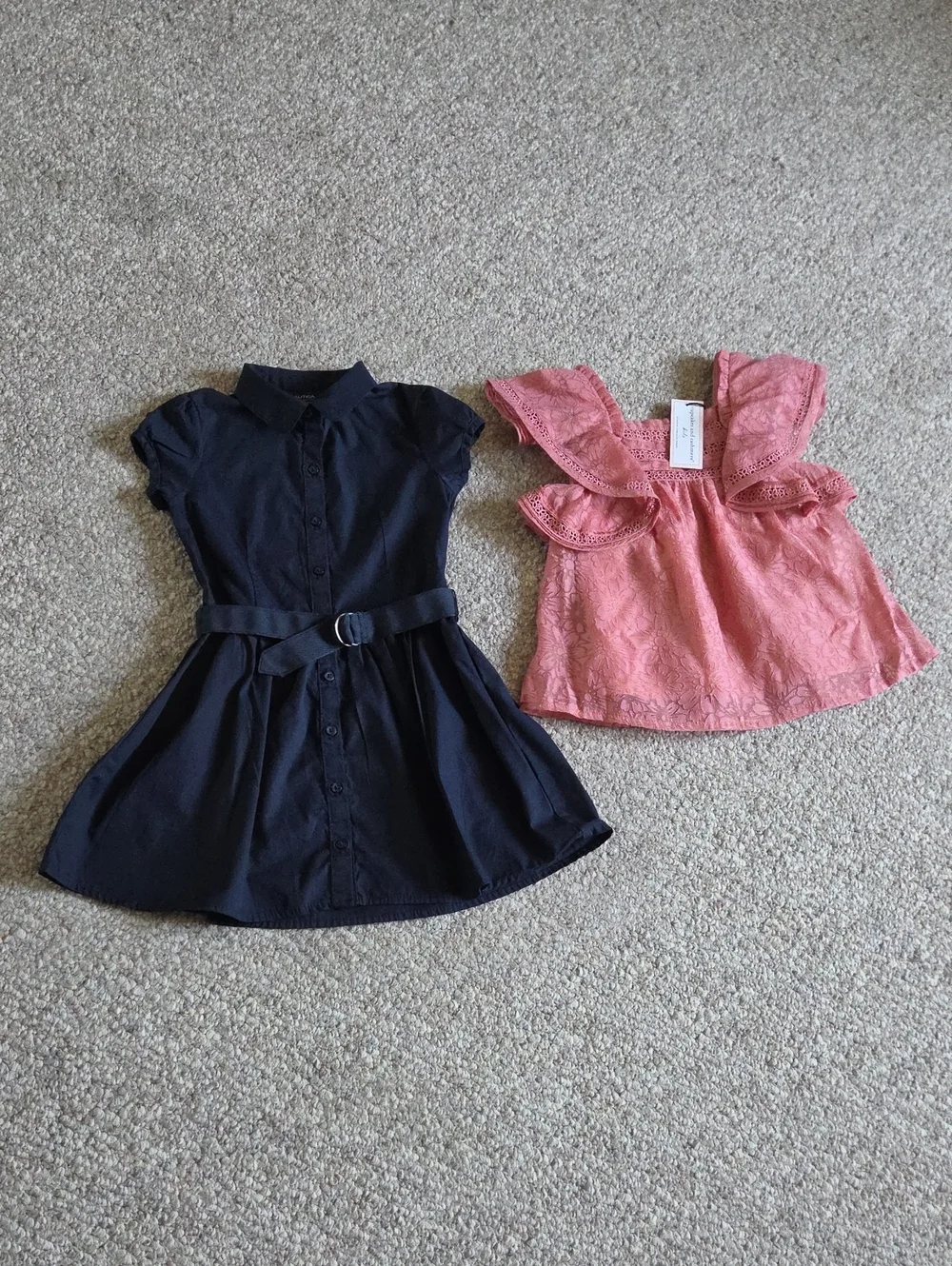 New 2 Pcs Nautica Shirt Dress with Belt And Cupcakes And Cashmere Top Set.